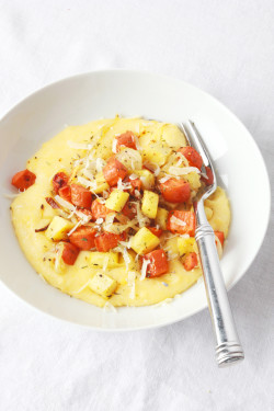 Creamy Polenta & Herbs de Provence Roasted Root Vegetables | Perpetually Chic